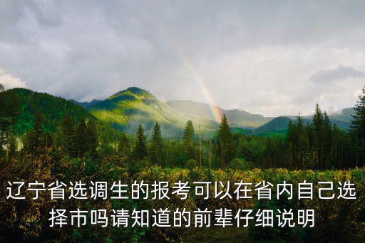 遼寧省選調生的報考可以在省內自己選擇市嗎請知道的前輩仔細說明