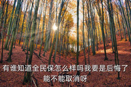 有誰知道全民保怎么樣嗎我要是后悔了能不能取消呀