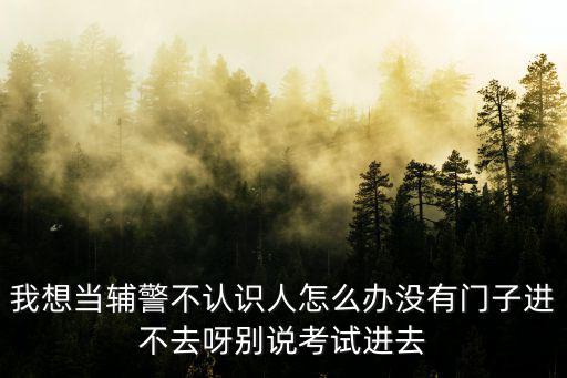我想當輔警不認識人怎么辦沒有門子進不去呀別說考試進去