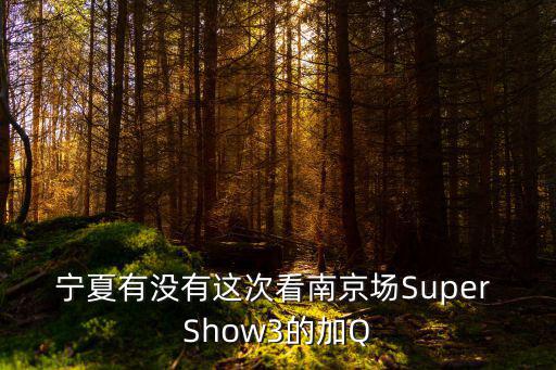 寧夏有沒有這次看南京場Super Show3的加Q