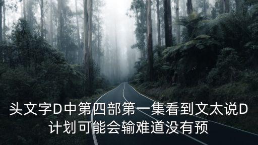 頭文字D中第四部第一集看到文太說D計劃可能會輸難道沒有預