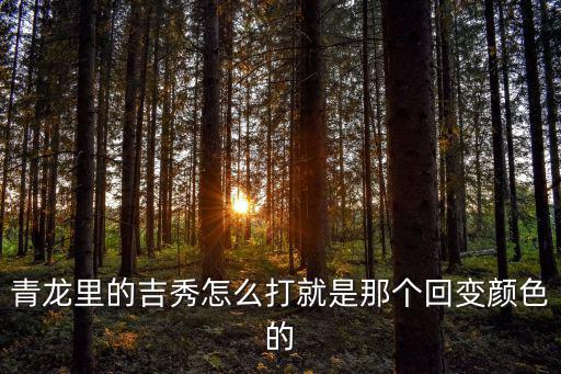 青龍里的吉秀怎么打就是那個回變顏色的