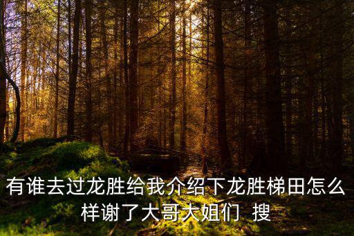 有誰去過龍勝給我介紹下龍勝梯田怎么樣謝了大哥大姐們  搜