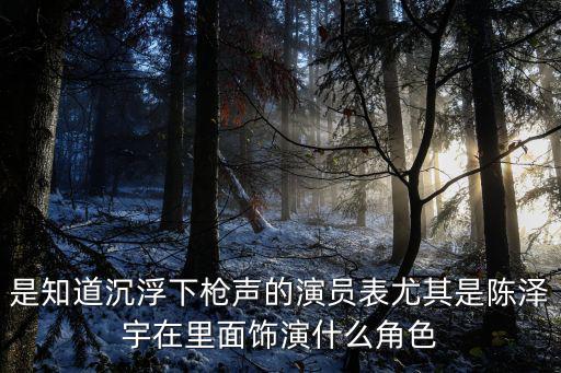 是知道沉浮下槍聲的演員表尤其是陳澤宇在里面飾演什么角色