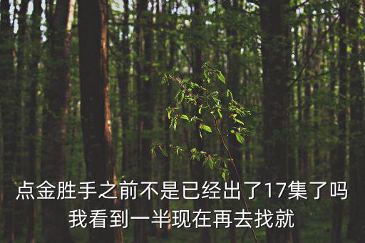 點金勝手大結局，點金勝手之前不是已經出了17集了嗎我看到一半現在再去找就