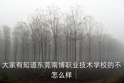 大家有知道東莞南博職業技術學校的不怎么樣