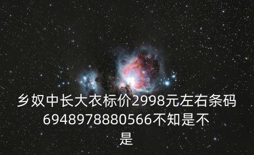 鄉奴中長大衣標價2998元左右條碼6948978880566不知是不是