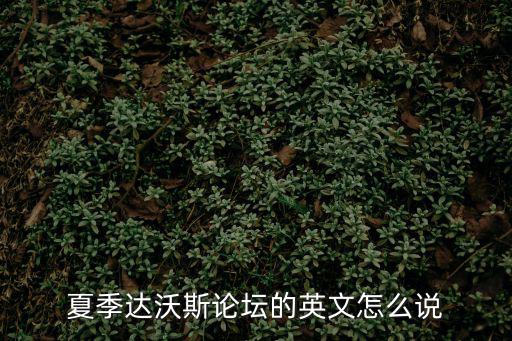 夏季達沃斯論壇的英文怎么說