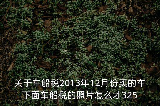 關于車船稅2013年12月份買的車下面車船稅的照片怎么才325