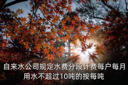 水費收費標準，自來水公司規定水費分段計費每戶每月用水不超過10噸的按每噸