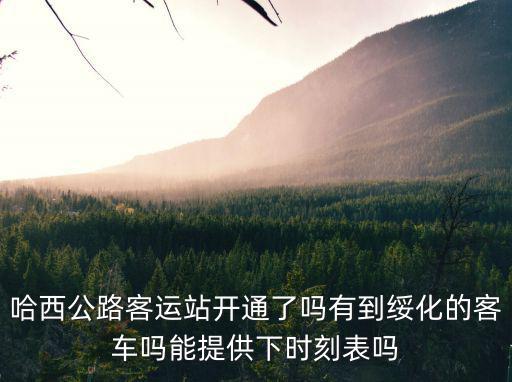 哈西公路客運(yùn)站開(kāi)通了嗎有到綏化的客車(chē)嗎能提供下時(shí)刻表嗎