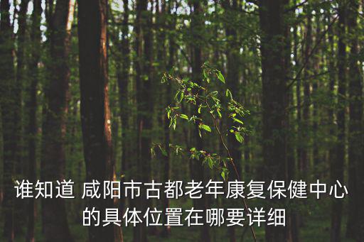 誰知道 咸陽市古都老年康復(fù)保健中心 的具體位置在哪要詳細(xì)