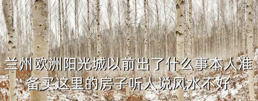 蘭州歐洲陽光城以前出了什么事本人準備買這里的房子聽人說風水不好