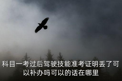 駕駛技能準(zhǔn)考證明，科目一考過后駕駛技能準(zhǔn)考證明丟了可以補辦嗎可以的話在哪里