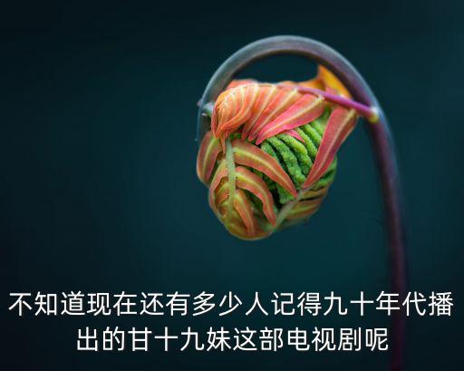 不知道現(xiàn)在還有多少人記得九十年代播出的甘十九妹這部電視劇呢