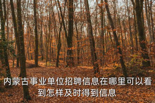 內蒙古事業單位招聘信息在哪里可以看到怎樣及時得到信息