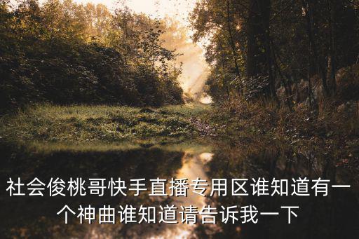 社會俊桃哥快手直播專用區誰知道有一個神曲誰知道請告訴我一下