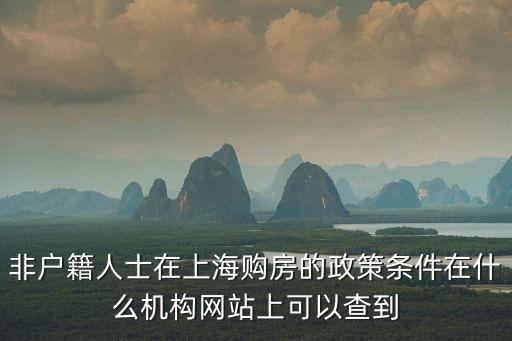 非戶籍人士在上海購房的政策條件在什么機構網站上可以查到