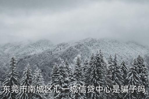 東莞市南城區匯一城信貸中心是騙子嗎