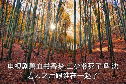 電視劇碧血書香夢 三少爺死了嗎 沈碧云之后跟誰在一起了