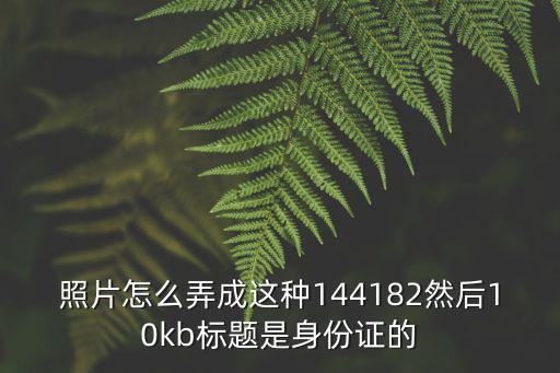 照片怎么弄成這種144182然后10kb標(biāo)題是身份證的