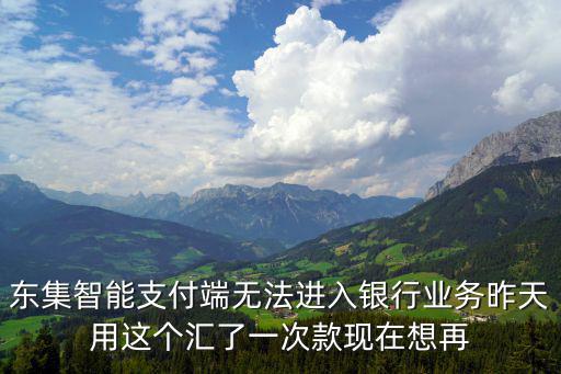 東集，東集智能支付端無法進入銀行業務昨天用這個匯了一次款現在想再