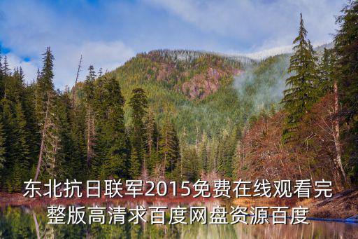 東北抗日聯(lián)軍2015免費(fèi)在線觀看完整版高清求百度網(wǎng)盤資源百度