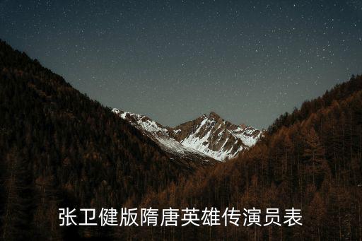 張衛健版隋唐英雄傳演員表