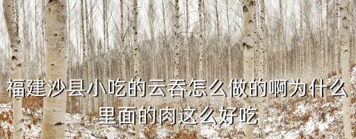 福建沙縣小吃的云吞怎么做的啊為什么里面的肉這么好吃