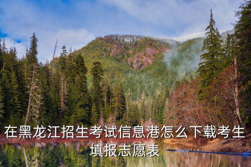 在黑龍江招生考試信息港怎么下載考生填報志愿表