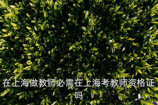 上海教資，在上海做教師必需在上海考教師資格證嗎