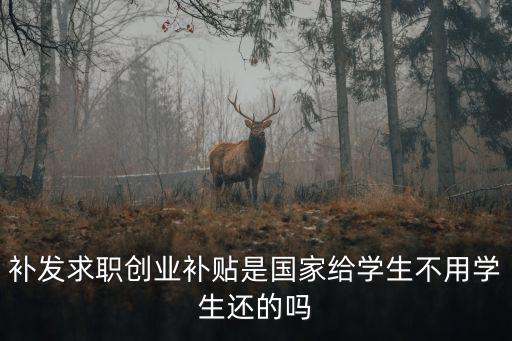 求職創業補貼，補發求職創業補貼是國家給學生不用學生還的嗎