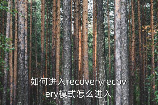 如何進(jìn)入recoveryrecovery模式怎么進(jìn)入