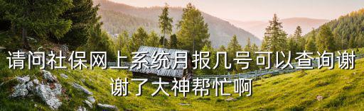 請問社保網上系統月報幾號可以查詢謝謝了大神幫忙啊