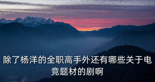 除了楊洋的全職高手外還有哪些關于電競題材的劇啊