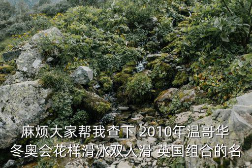 麻煩大家幫我查下 2010年溫哥華冬奧會花樣滑冰雙人滑 英國組合的名