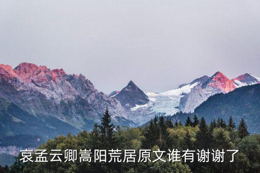 哀孟云卿嵩陽荒居原文誰有謝謝了
