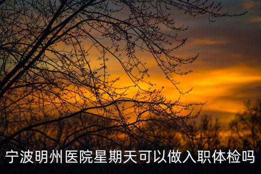 寧波明州醫院星期天可以做入職體檢嗎