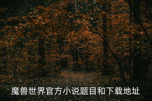 魔獸世界官方小說題目和下載地址