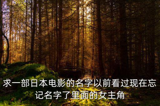 求一部日本電影的名字以前看過現(xiàn)在忘記名字了里面的女主角