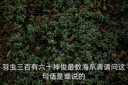 羽蟲，羽蟲三百有六十神俊最數(shù)海東青請問這句話是誰說的