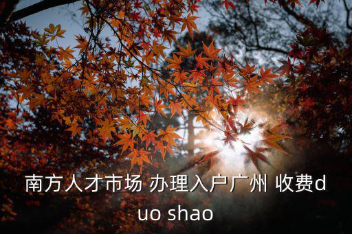 人才入戶，南方人才市場 辦理入戶廣州 收費duo shao