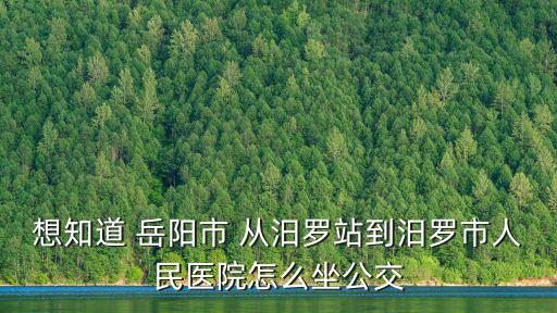 想知道 岳陽市 從汨羅站到汨羅市人民醫院怎么坐公交