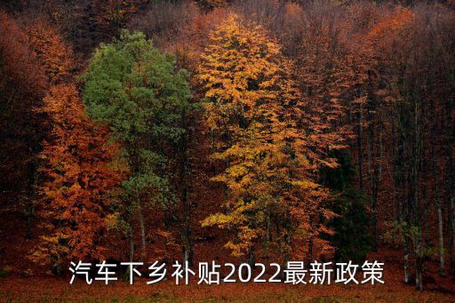 汽車下鄉補貼2022最新政策