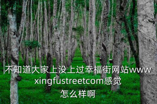 不知道大家上沒上過幸福街網站wwwxingfustreetcom感覺怎么樣啊