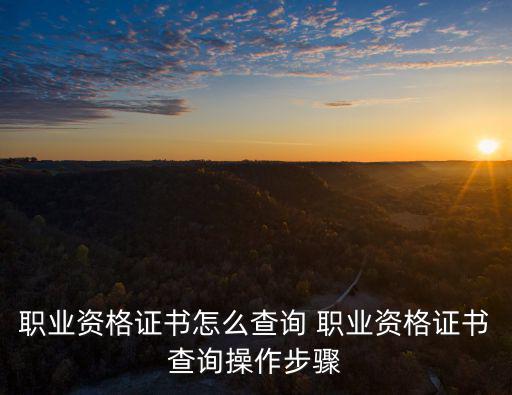 職業資格證書怎么查詢 職業資格證書查詢操作步驟