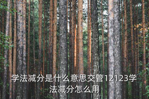 學法減分是什么意思交管12123學法減分怎么用