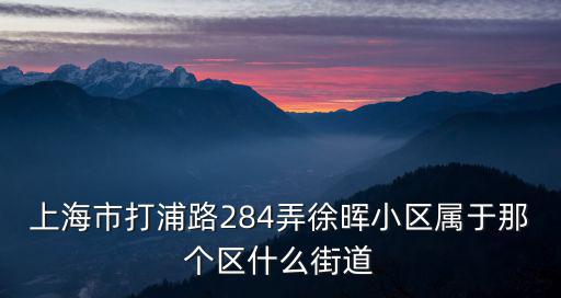 上海市打浦路284弄徐暉小區屬于那個區什么街道