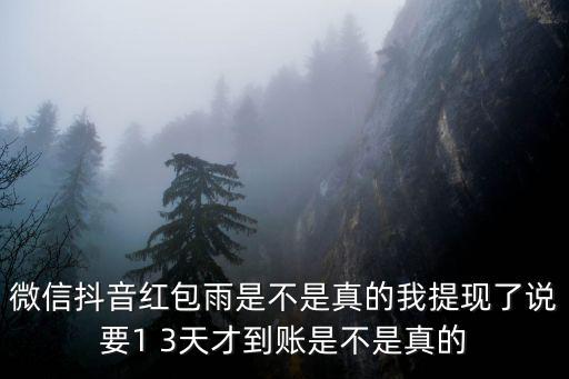 微信抖音紅包雨是不是真的我提現了說要1 3天才到賬是不是真的