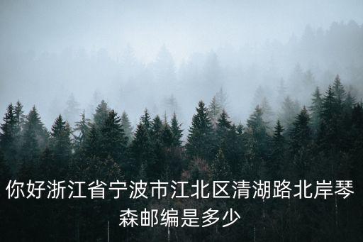 你好浙江省寧波市江北區(qū)清湖路北岸琴森郵編是多少